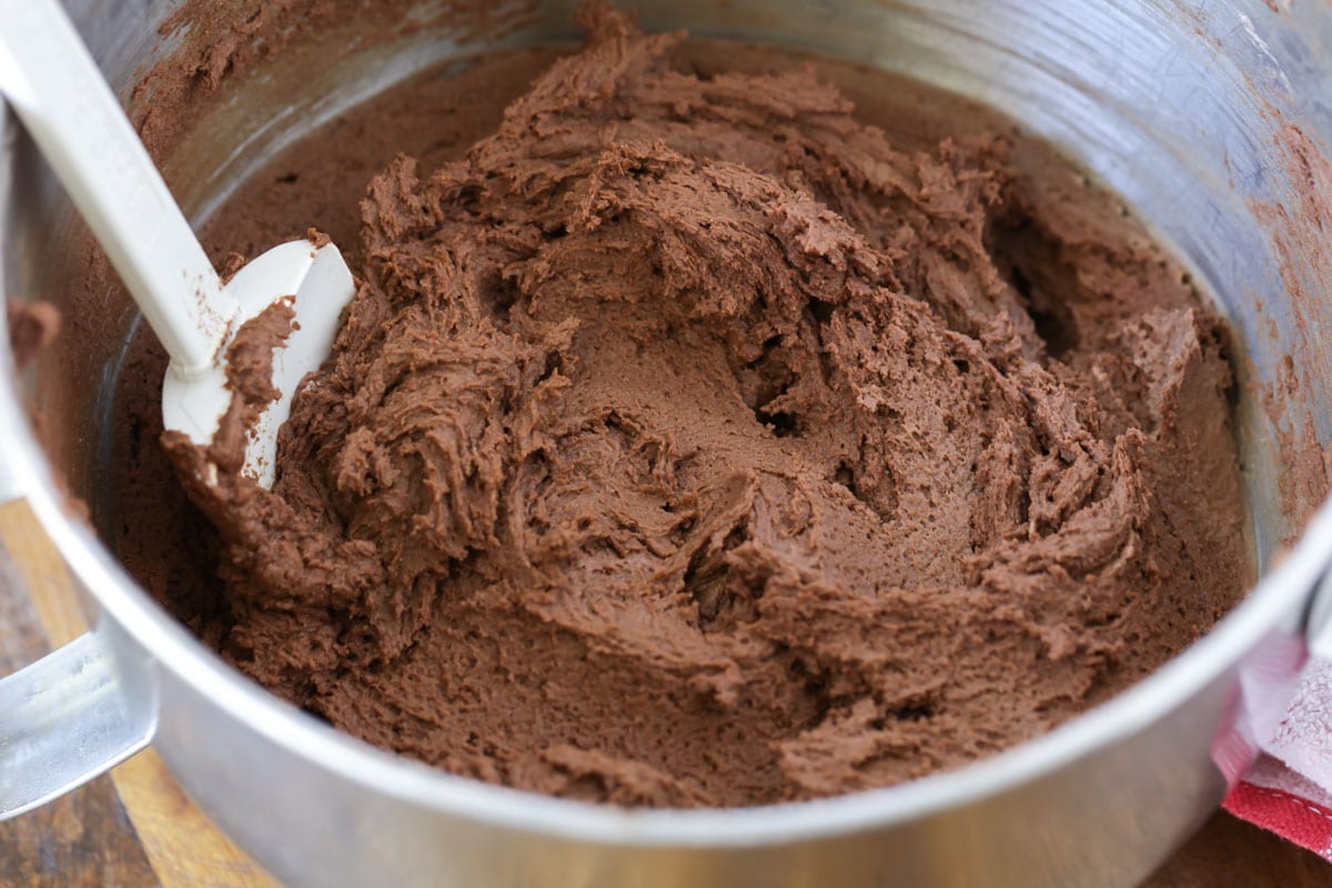 Chocolate batter for Chocolate Mint Cookies.