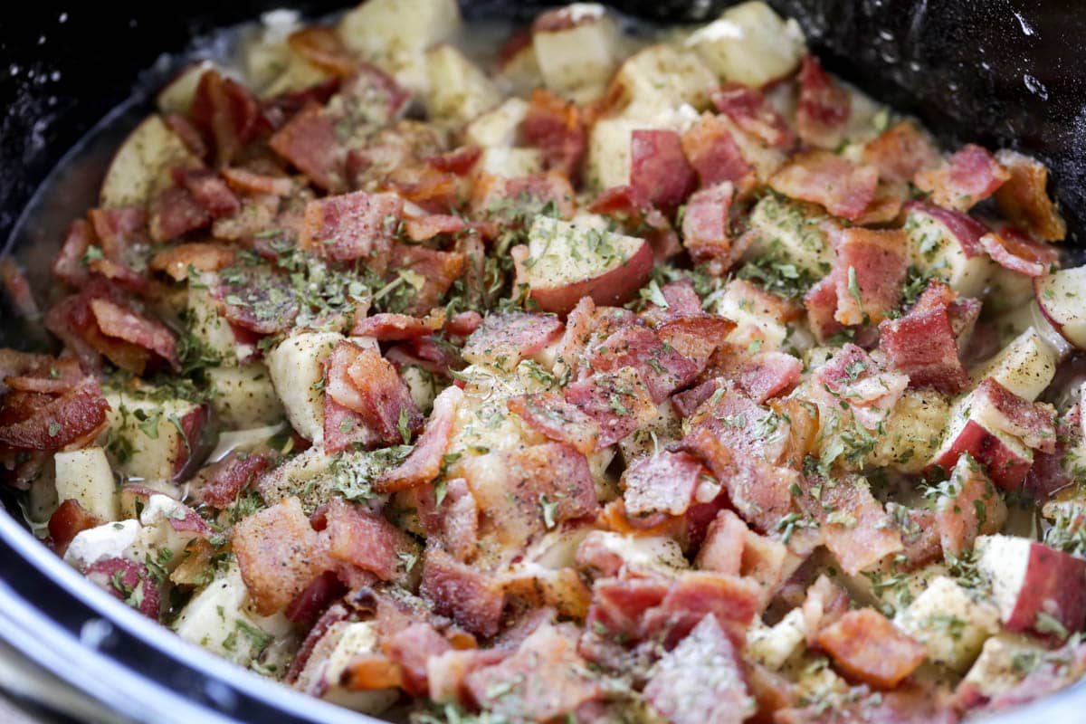 Ingredients for crockpot baked potato soup.