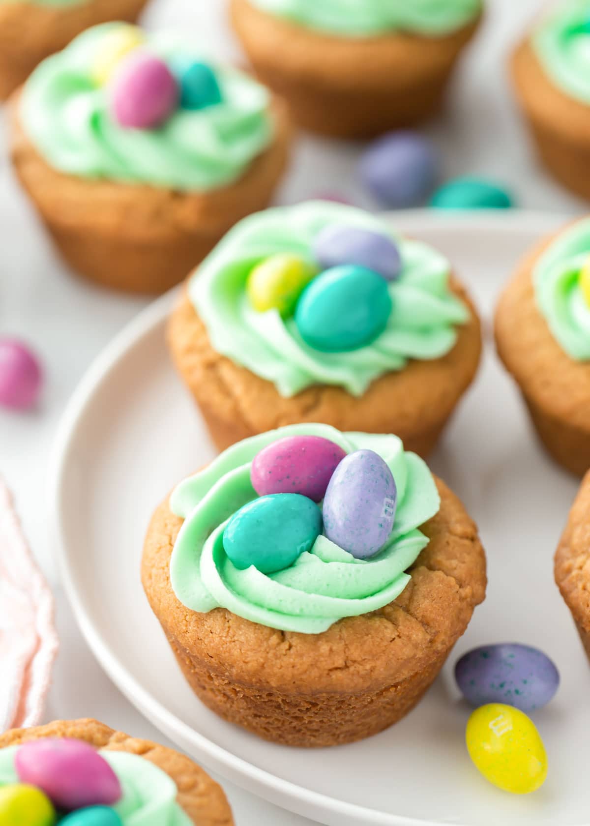 Easter Basket Cookie Cups on a white plate