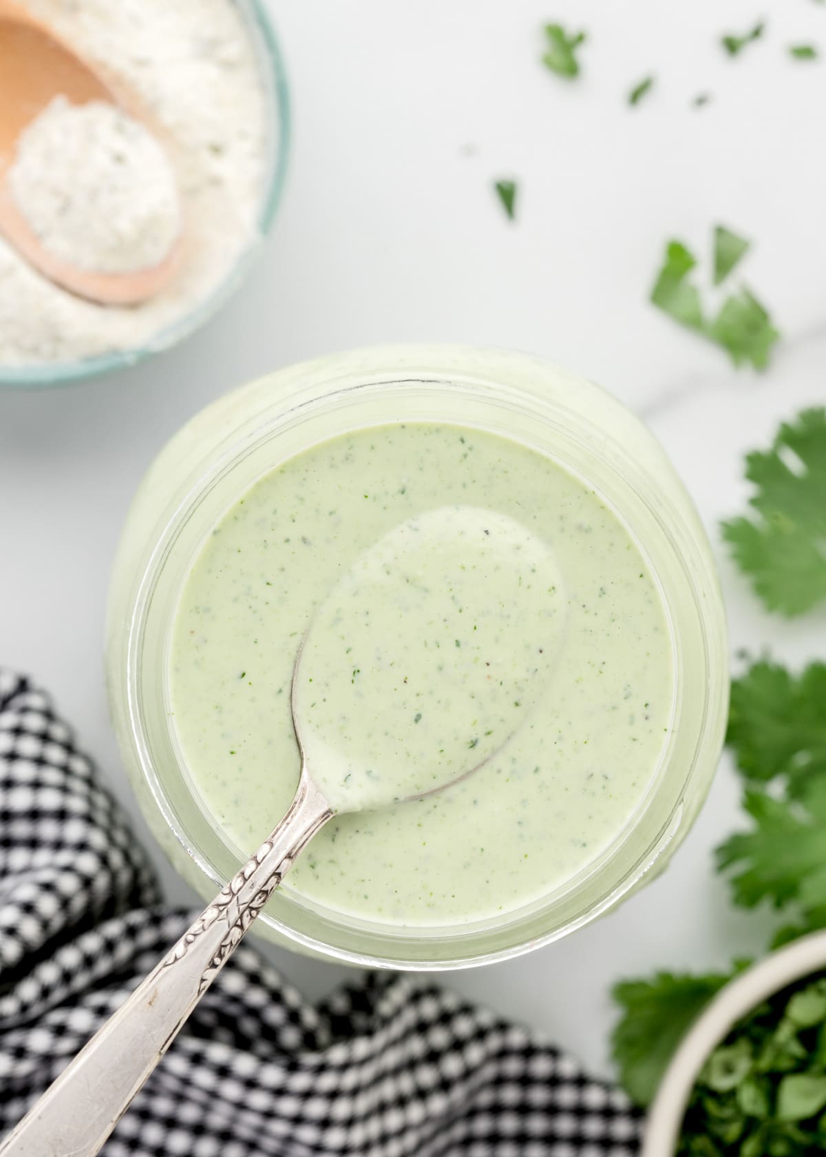 Mason jar filled with cafe rio dressing