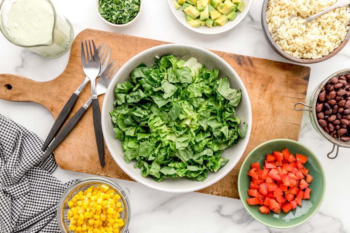 Ingredients for a burrito bowl
