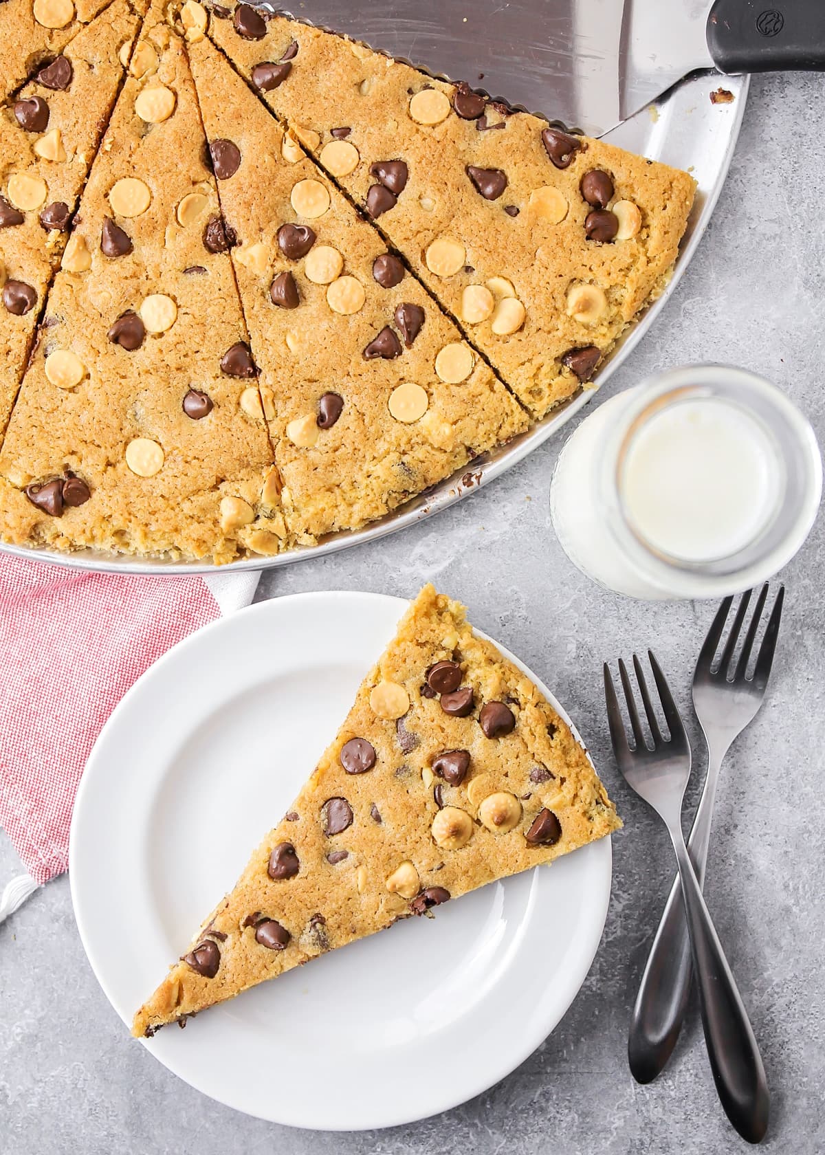 Slice of giant chocolate chip cookie