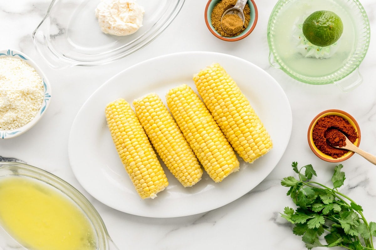 Ingredients for Mexican style corn on the cob