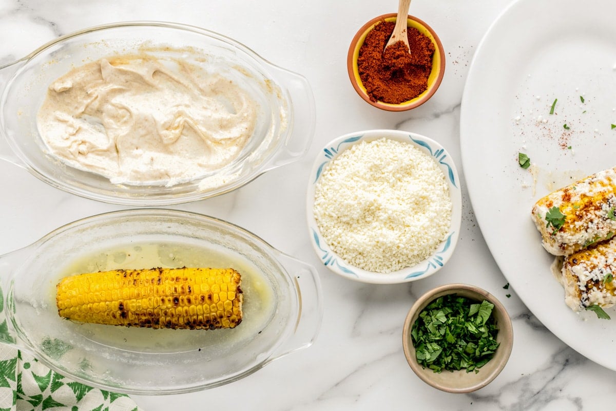 Ingredients for Mexican corn on the cob