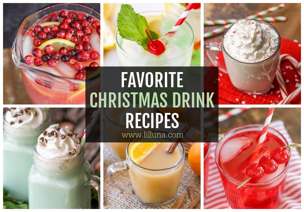 Christmas Drink Recipes collage for both hot and cold drinks.