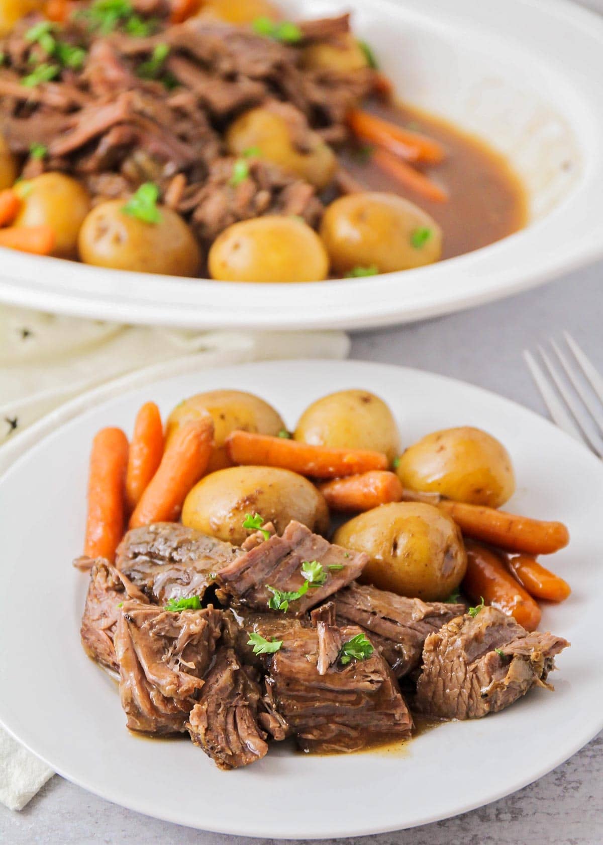 Serve oven roasted red potatoes with pot roast.