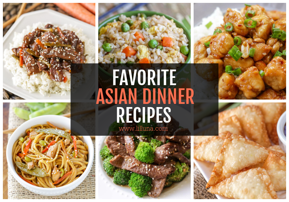 A collage of Asian Dinner Recipes.