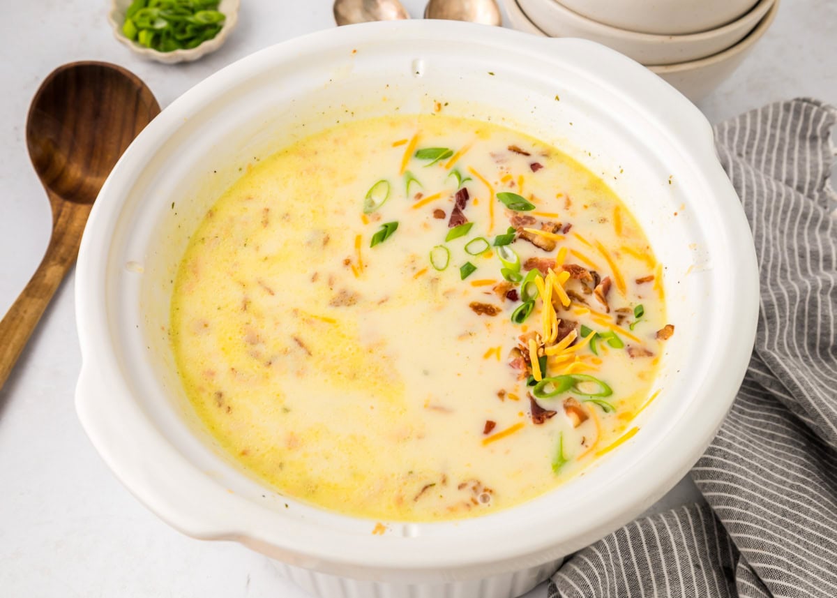 Baked potato soup recipe in crock pot.