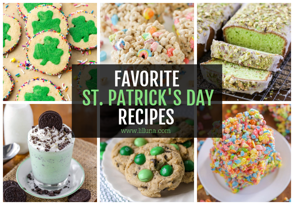 A collage of multiple St. Patrick's Day Recipes. 