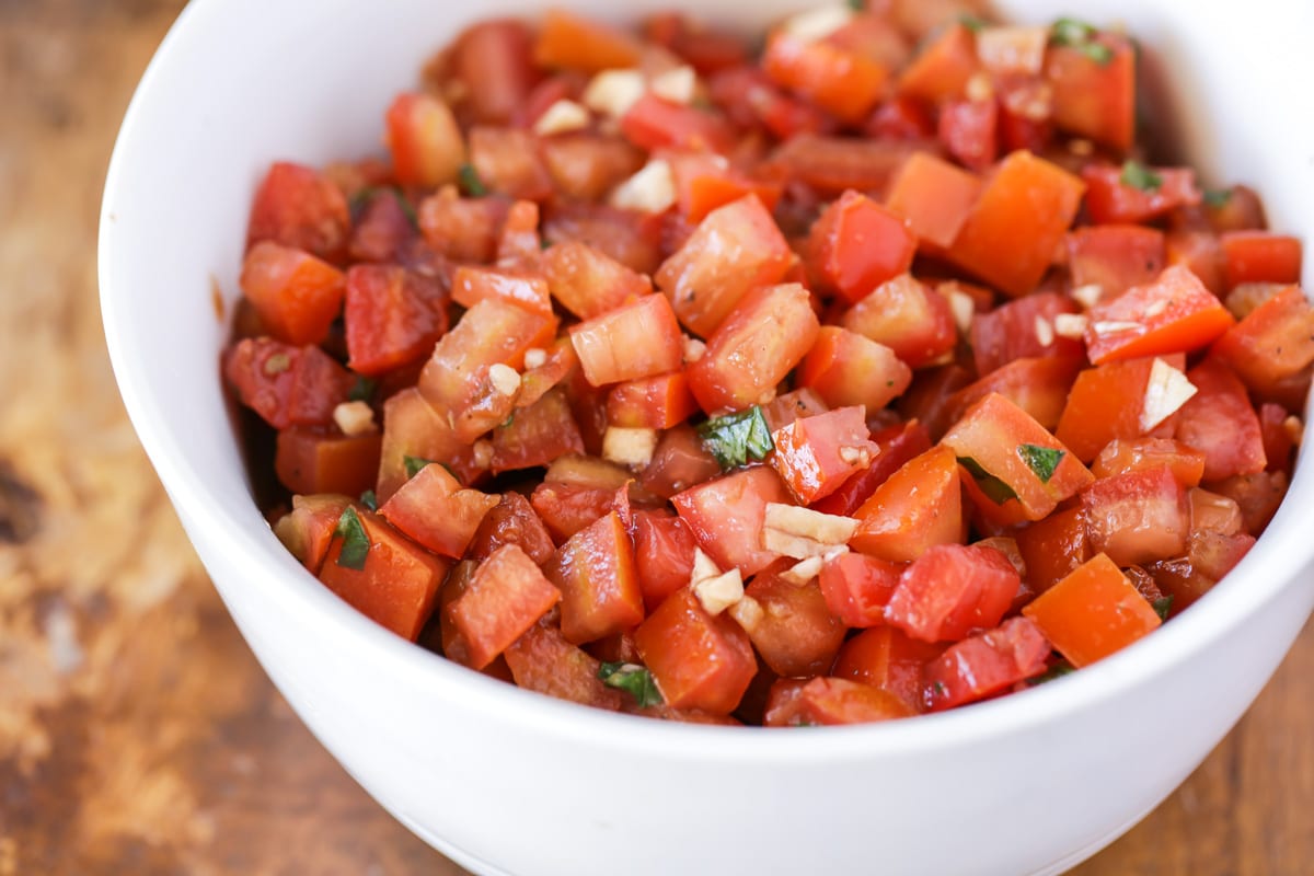 Tomato mixture of bruschetta