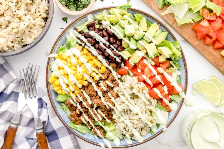 EASY Taco Bowl {with Creamy Cilantro Dressing} Lil' Luna