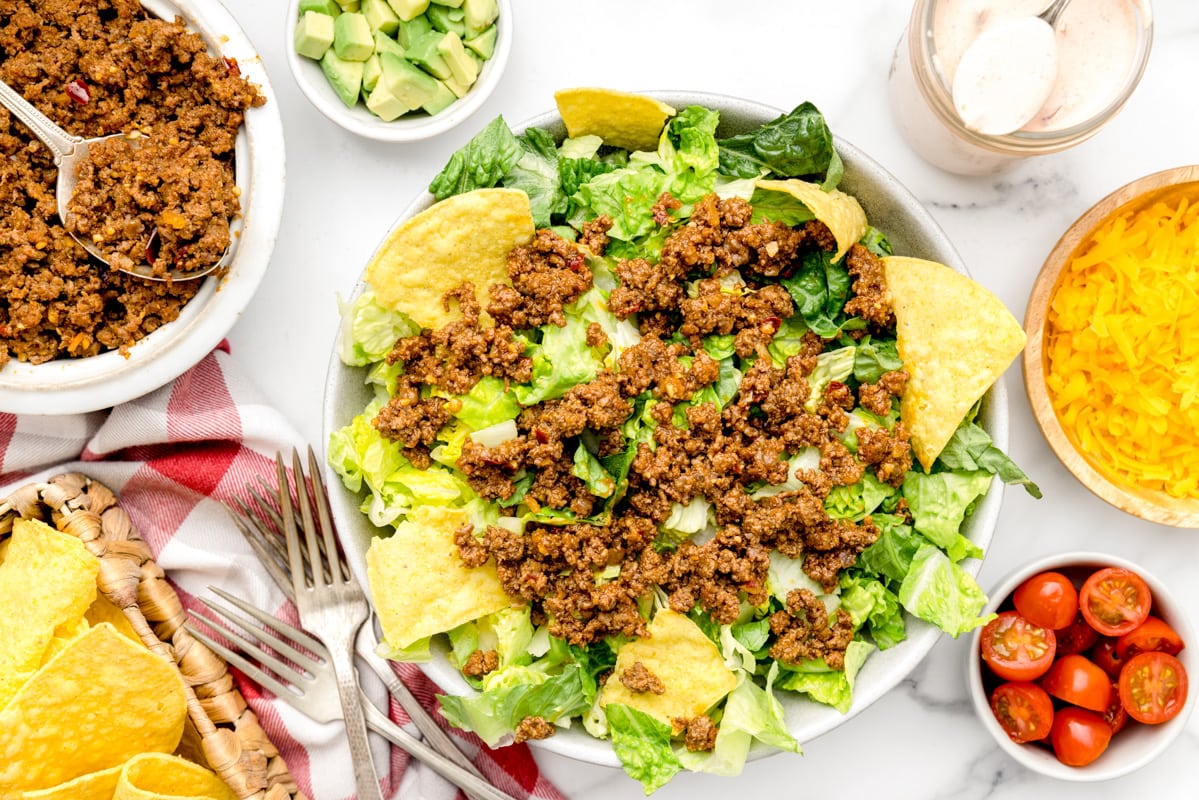 How to make the perfect taco salad process picture.