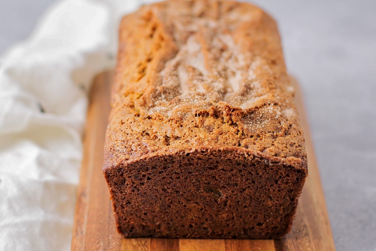 Easy Banana bread topped with cinnamon and sugar
