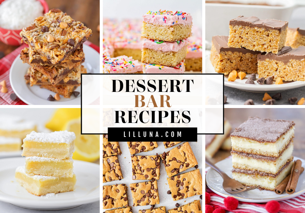 Collage of dessert bar recipes.