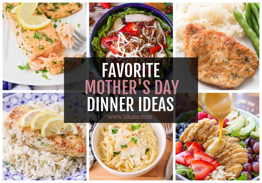 A collage of multiple Mother's Day Dinner Ideas.