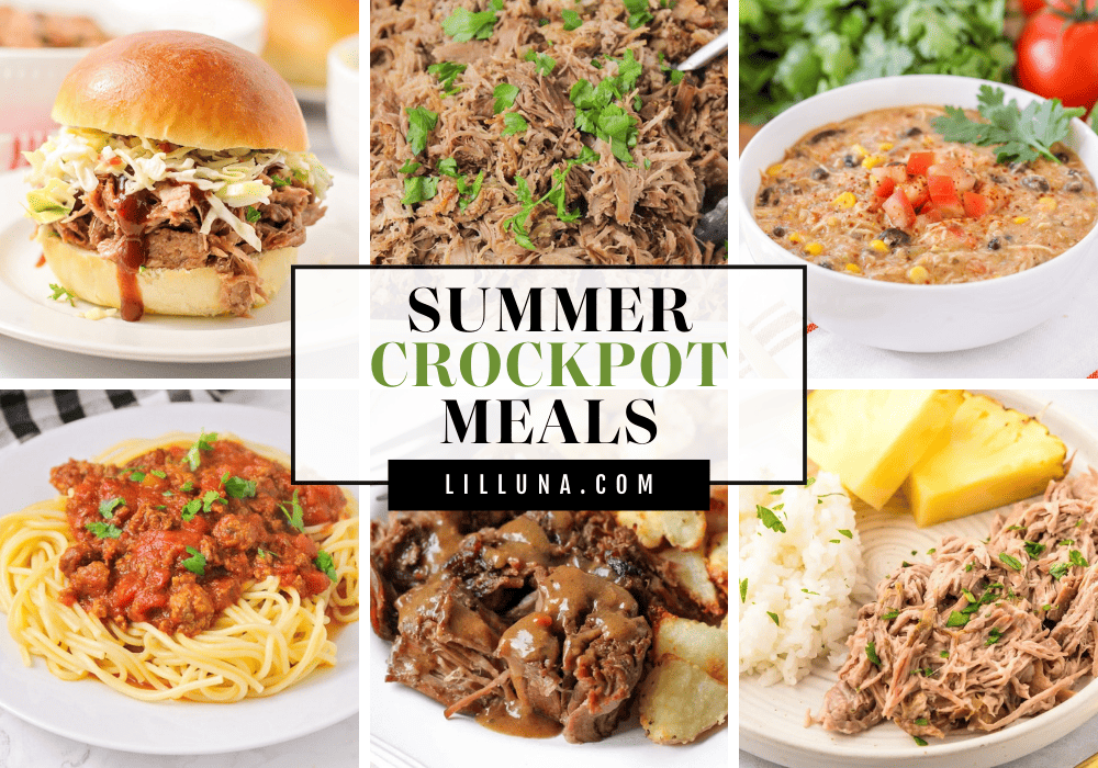 A collection of summer crock pot meals.