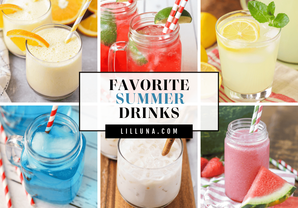 A collage of summer drinks.