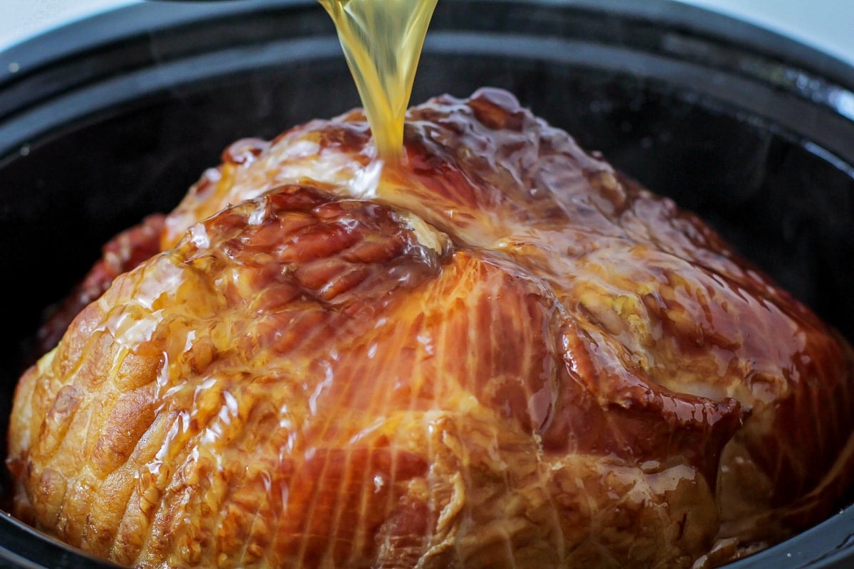 Crockpot Spiral Ham with Brown Sugar Glaze - Peanut Blossom