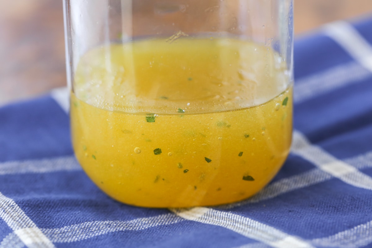 Dressing for Ramen Noodle Salad in glass jar.