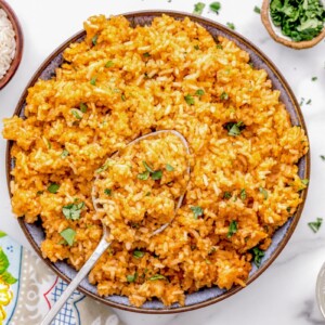 Crockpot spanish rice served in a bowl.