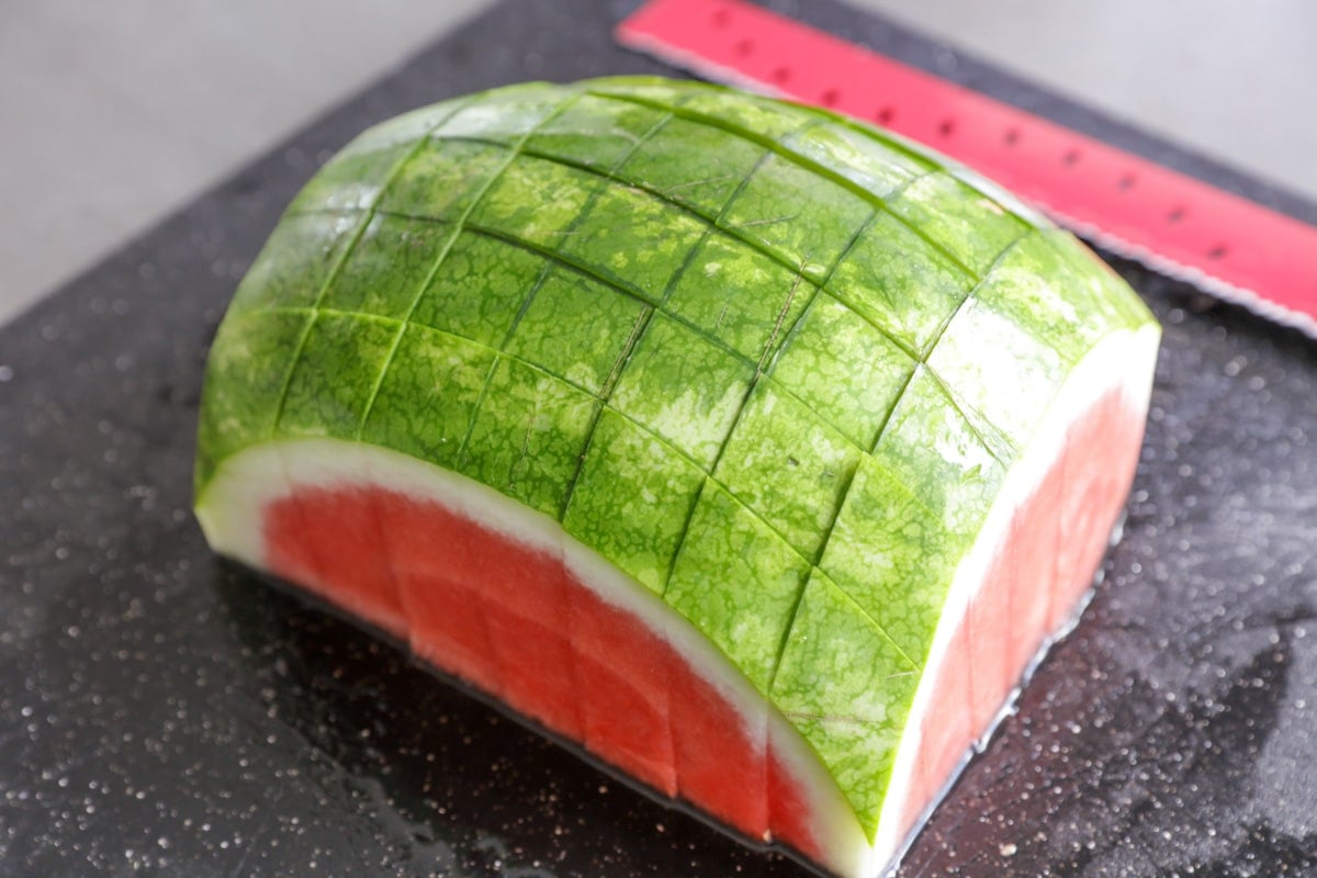 Watermelon cut into sticks image.