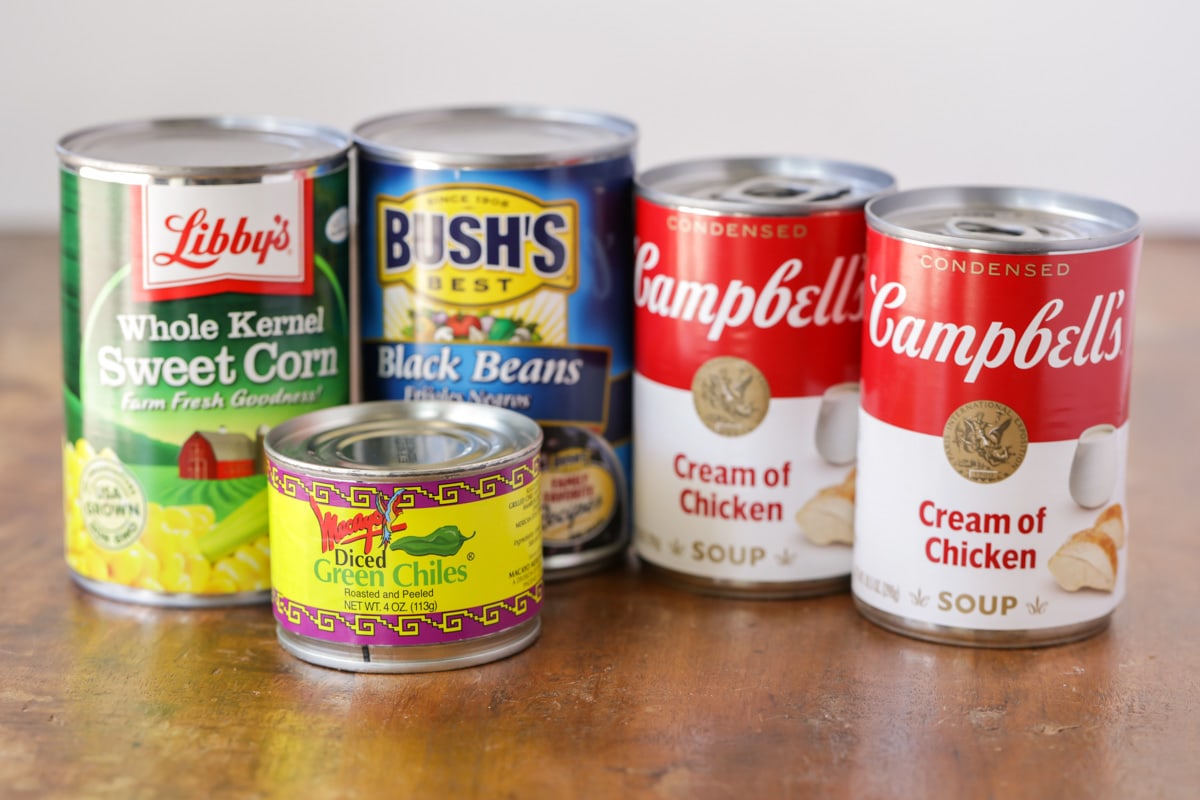 Ingredients for slow cooker taco soup recipe.