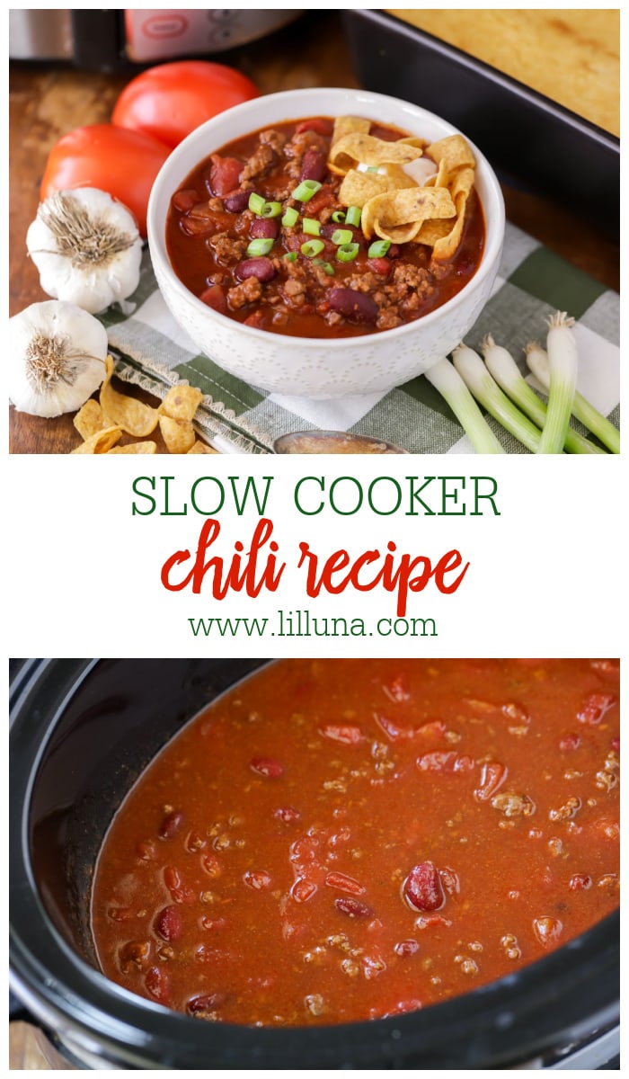 Slow Cooker Chili {10 Minutes Prep!} | Lil' Luna