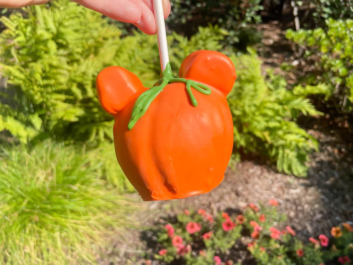 Pumpkin Caramel Apple - one of the best Disneyland Halloween food items.