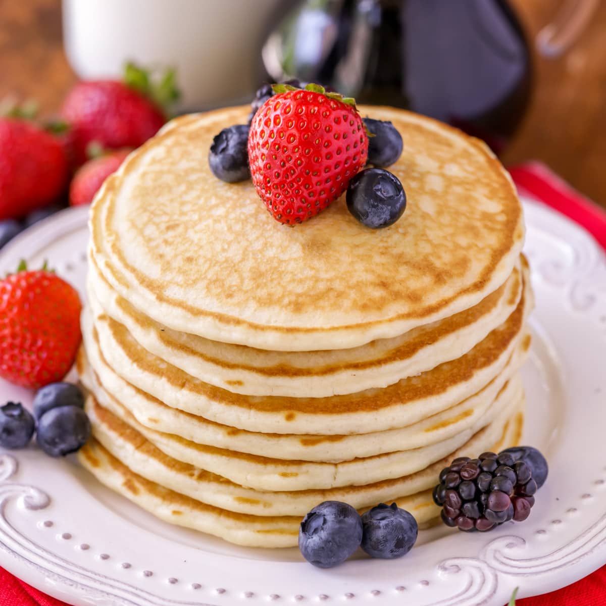 The best and easiest pancake recipe - with fruit on top.