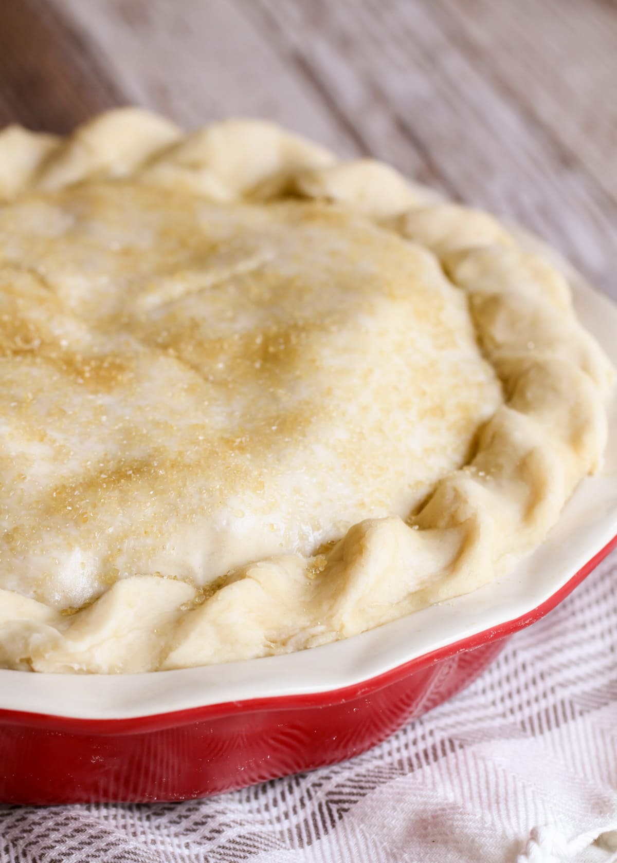 Apple pie with traditional pie crust.