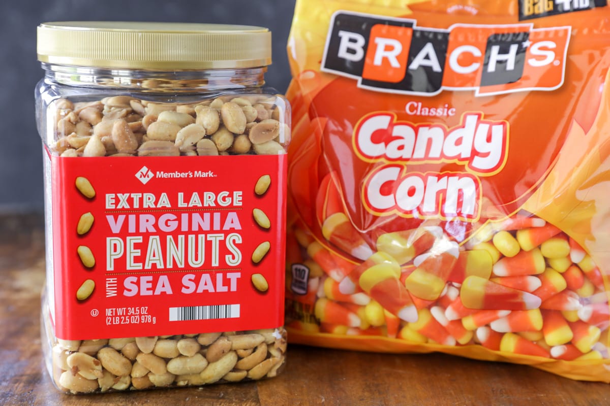 Peanuts and candy corns used to make the perfect fall mix.