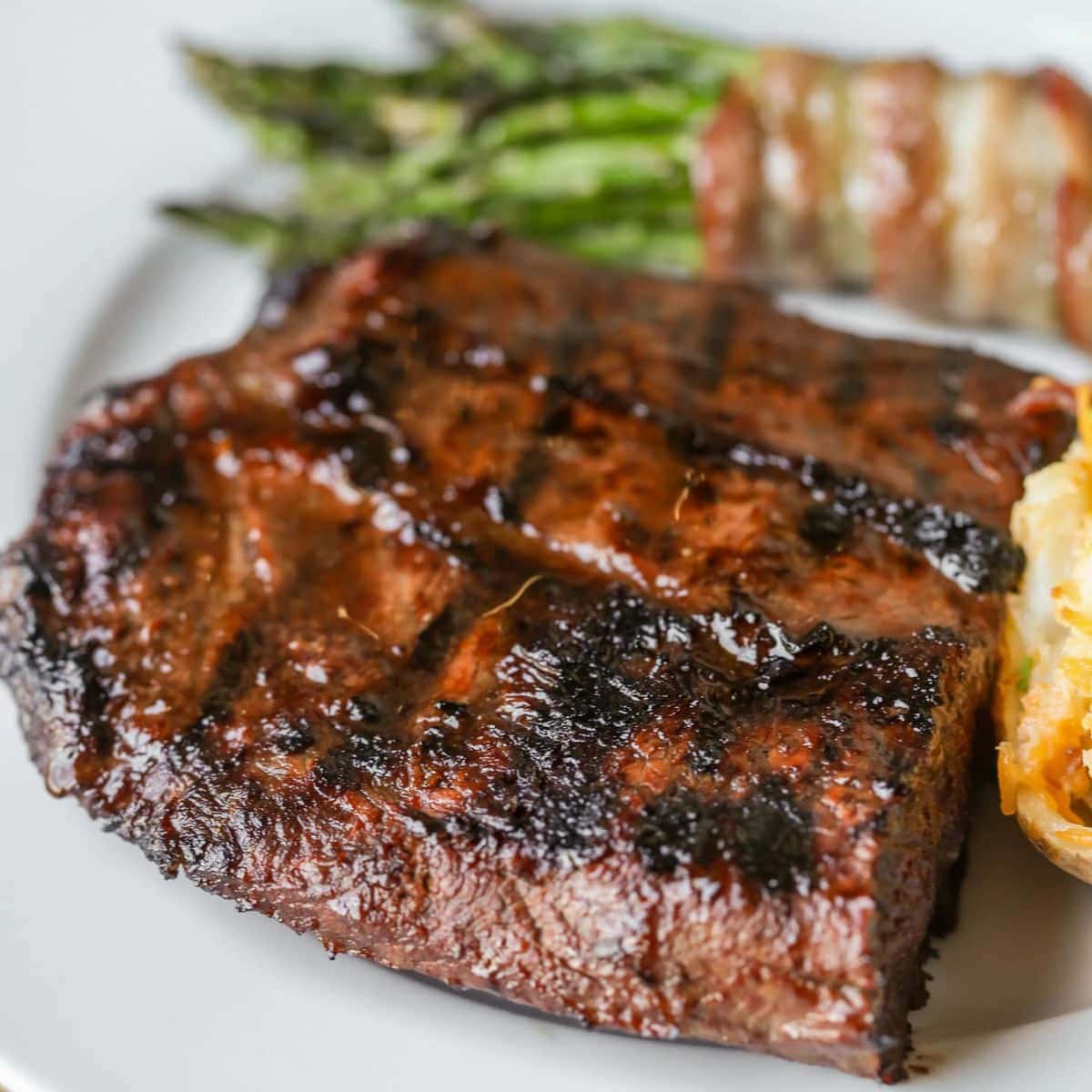 Serve baked parmesan asparagus with grilled steak.