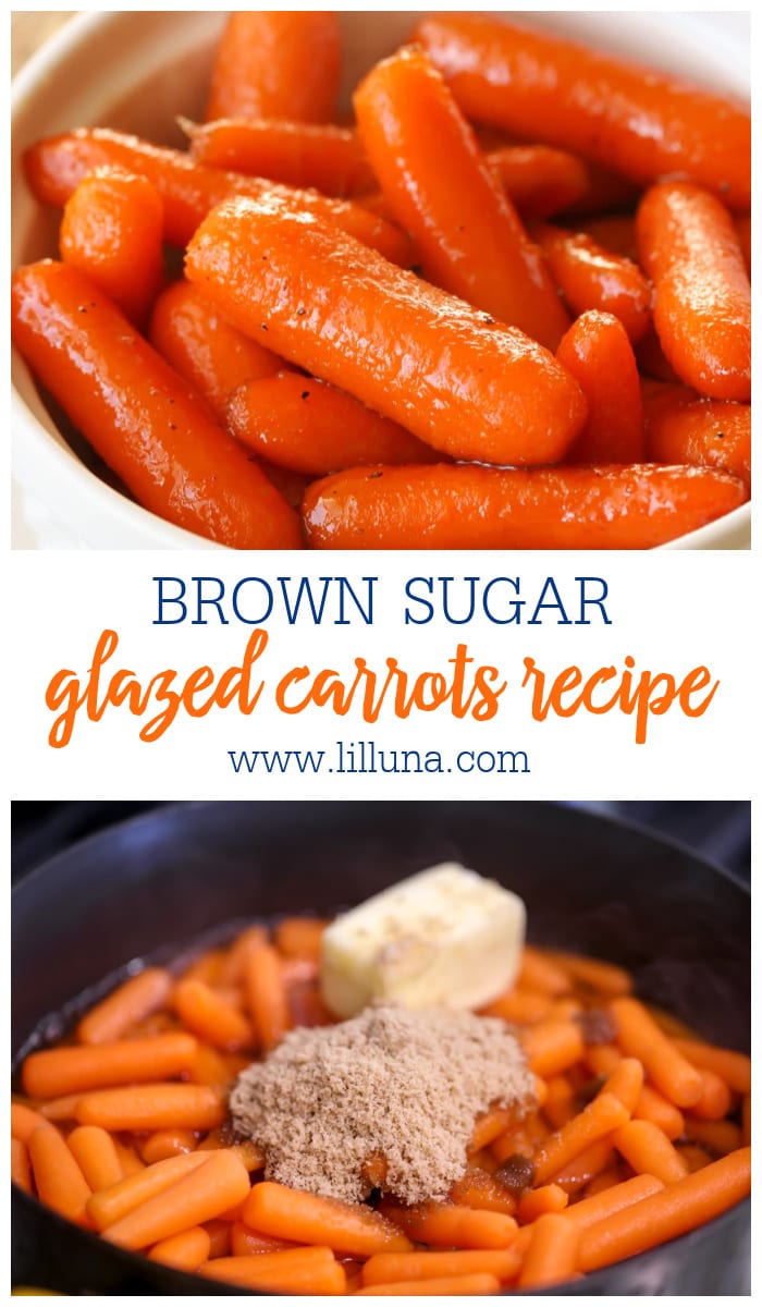 Brown sugar Glazed carrots served in a white bowl.