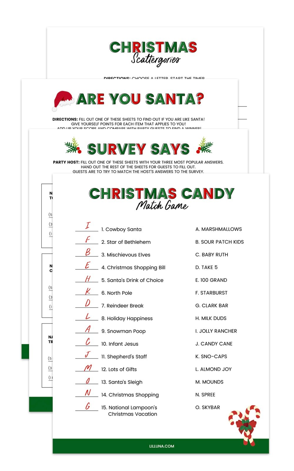 Several free printable Christmas games ready for download.