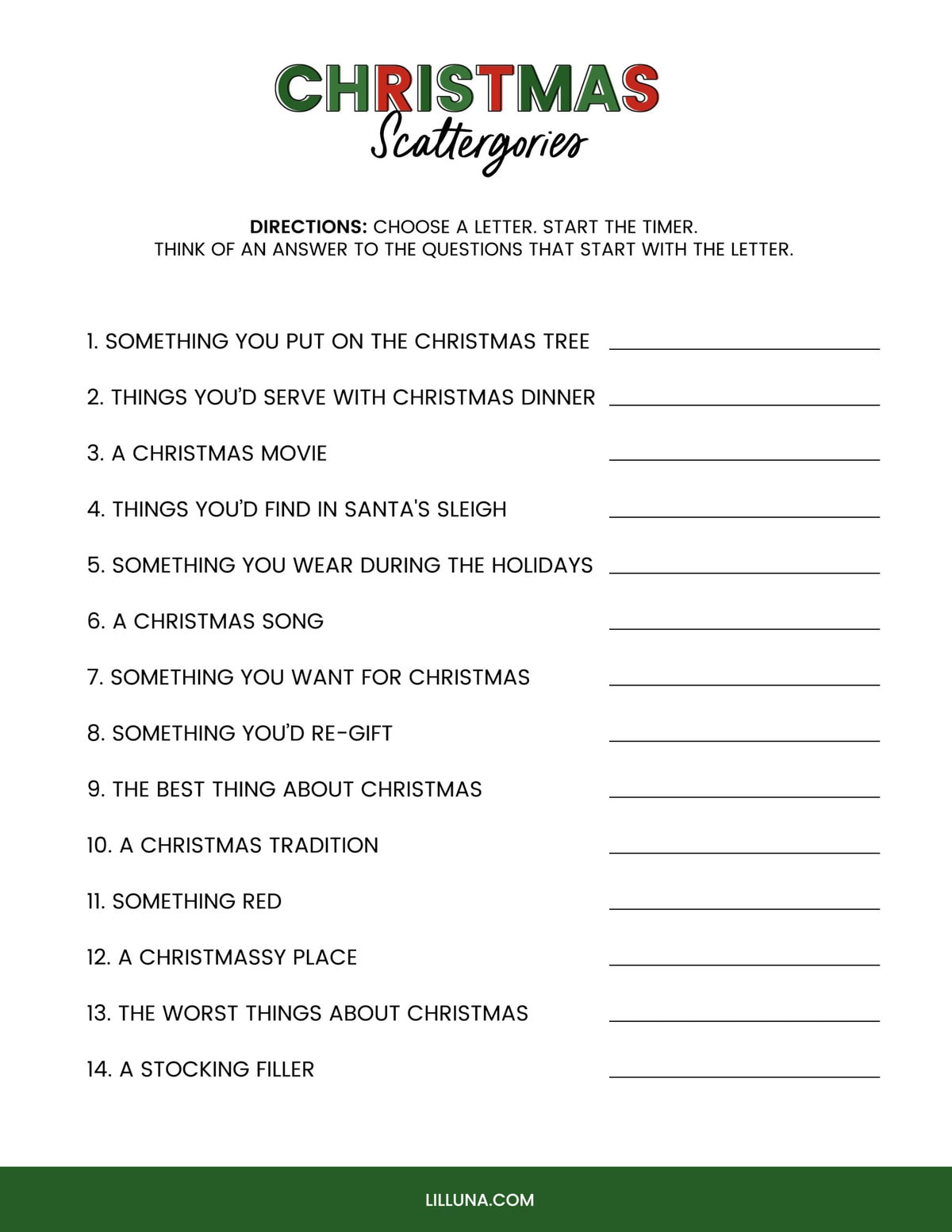 FREE Printable Christmas Games {4 FREEBIES} Lil' Luna