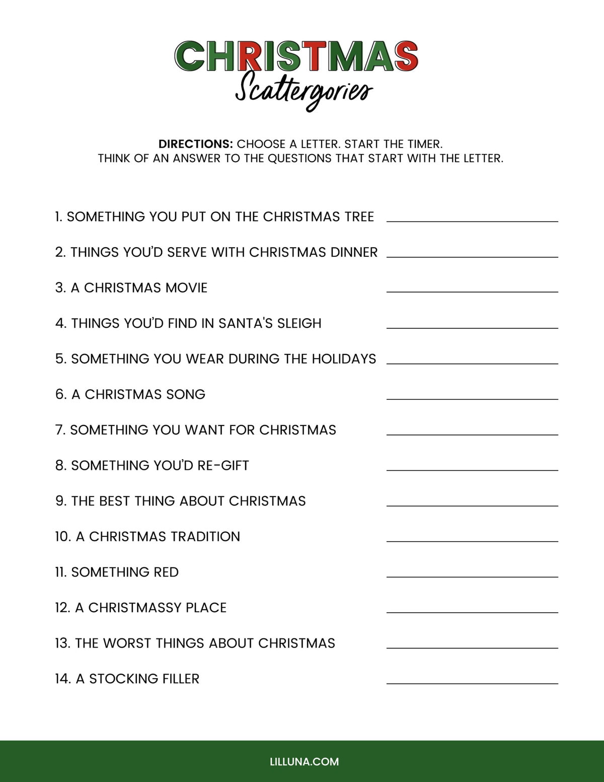 Family Christmas Party Games Printable Answer Keys Included Lupon gov ph