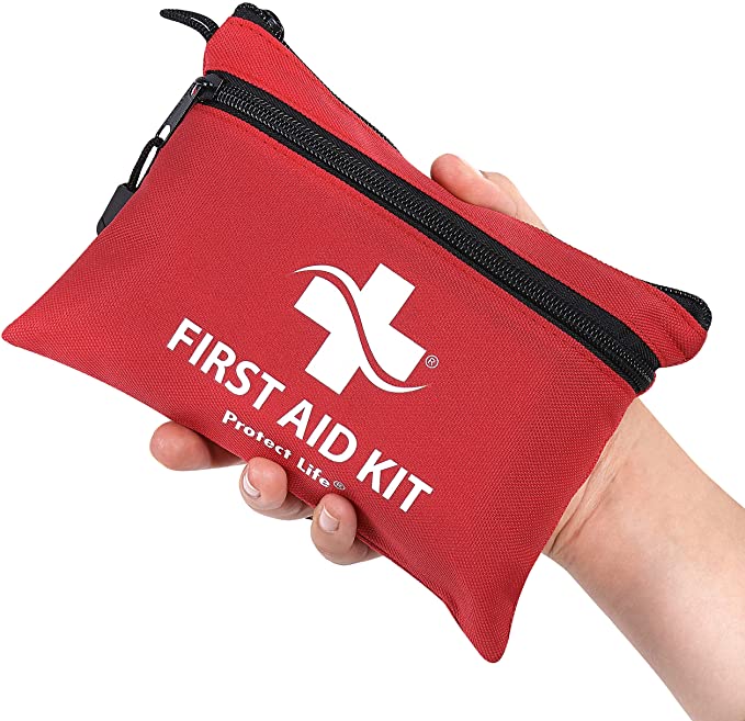 Red pouch first aid kit from Amazon.
