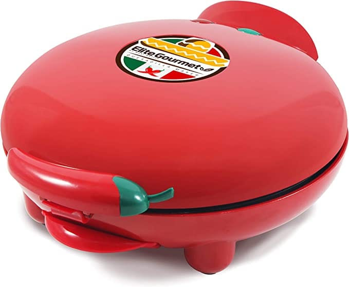 Red electric quesadilla maker from Amazon.