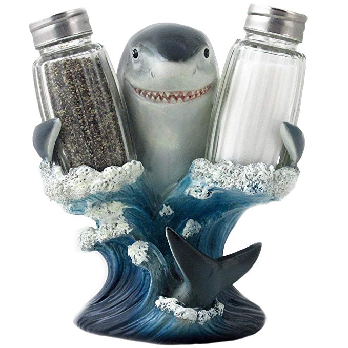 Shark figure that holds salt and pepper shaker from Amazon.