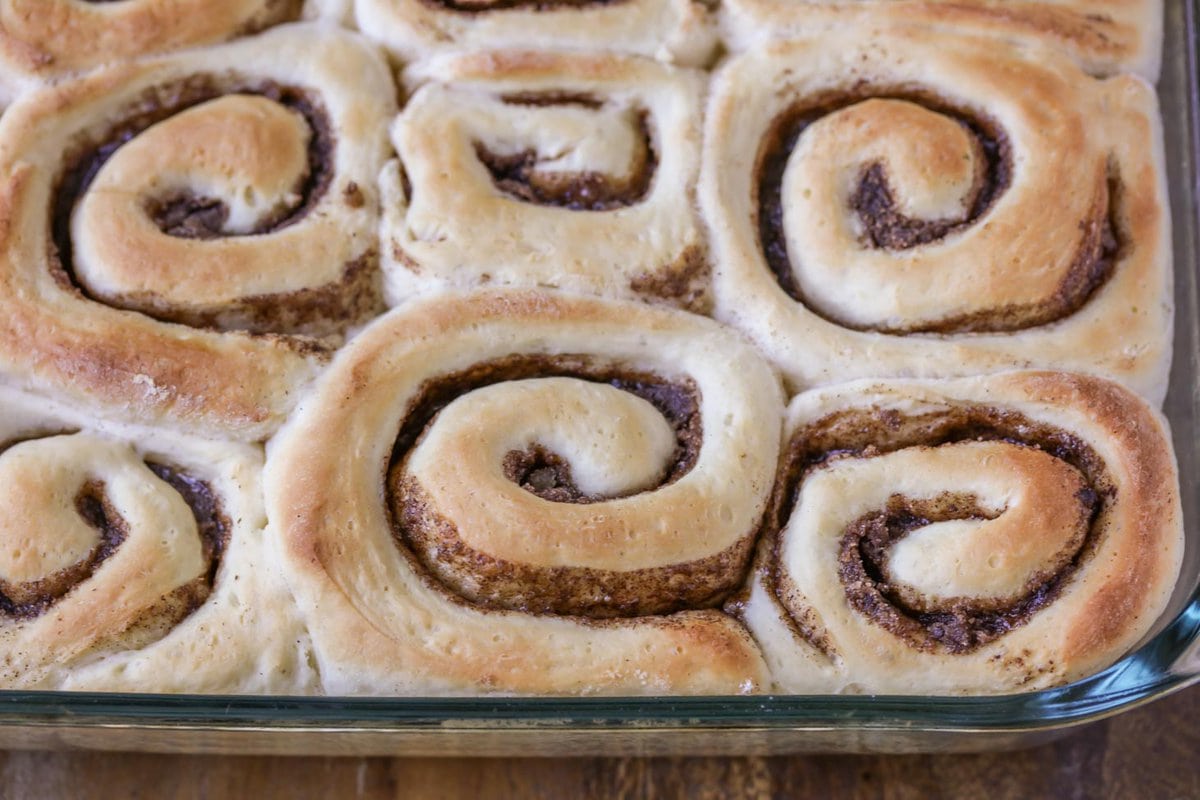 Cinnamon rolls before  topped with cinnamon roll icing recipe.