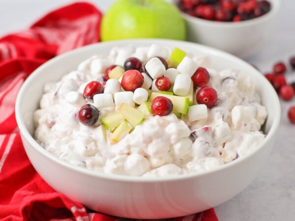 Cranberry Salad topped with fresh cranberries and apples.
