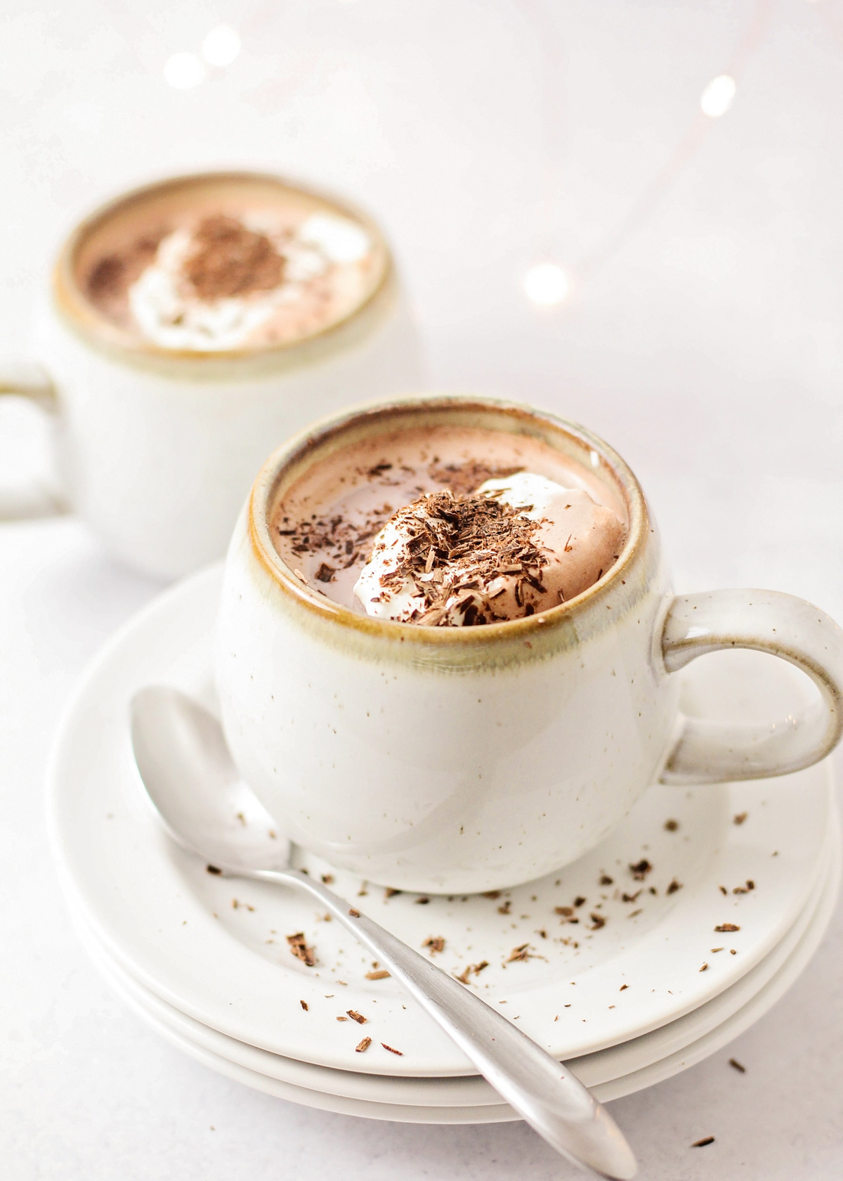 Hot cocoa in a mug made with homemade hot chocolate recipe.