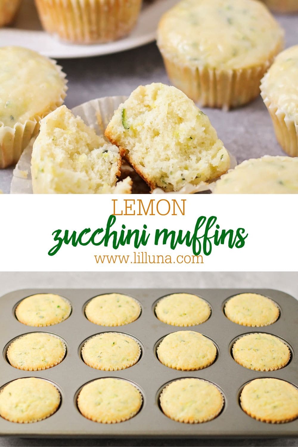 Lemon Zucchini Muffins {Topped with Lemon Glaze!} | Lil' Luna