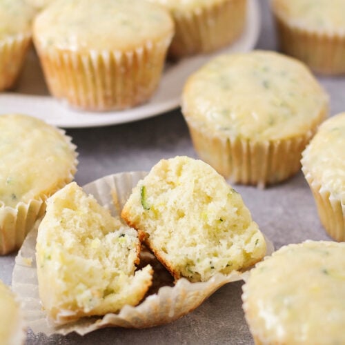 Lemon Zucchini Muffins {Topped with Lemon Glaze!} Lil' Luna