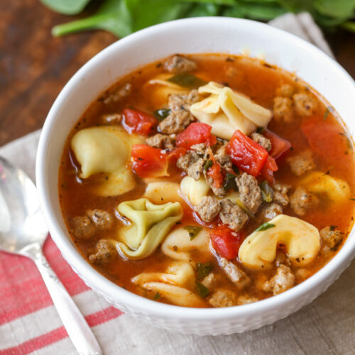 Easy Sausage Tortellini Soup {Ready in 20 Minutes!} | Lil' Luna