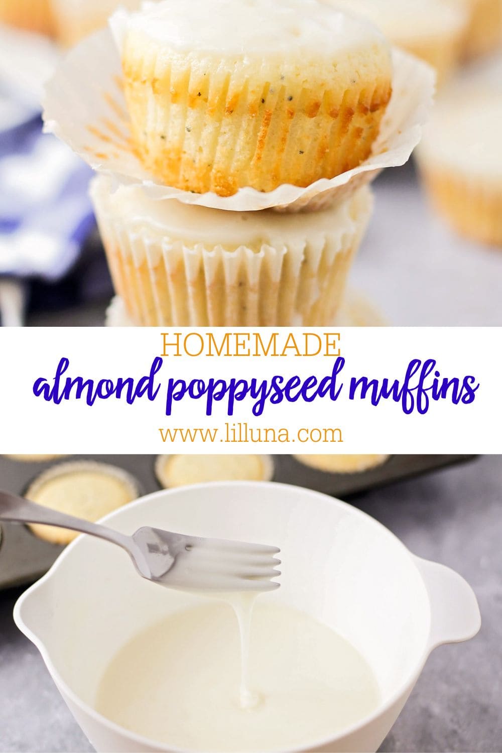 Almond Poppyseed Muffins {With Glaze!} Lil' Luna