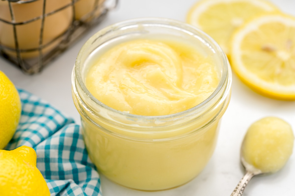 Close up image of easy lemon curd recipe.