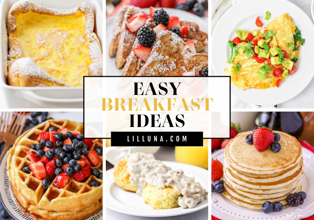 Collage of easy breakfast recipes.