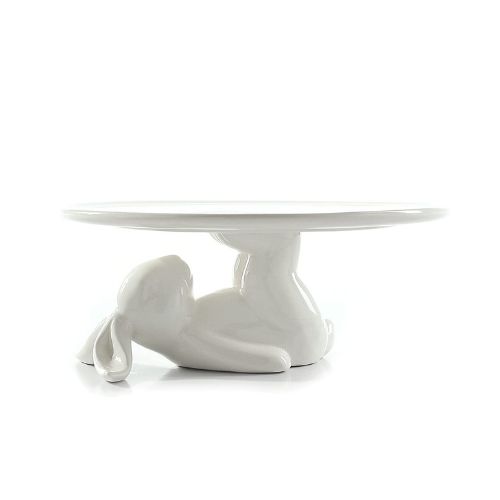 Ceramic white cupcake stand with a bunny for the base.