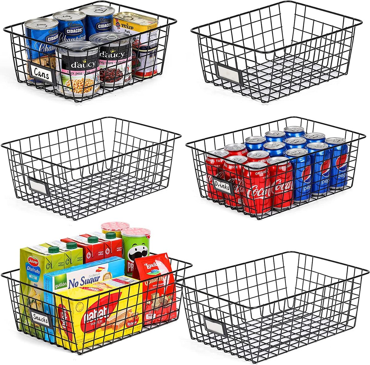 Pantry Baskets Pantry Organization and Storage 4 Pack Large Wire Baskets  for Organizing Pantry Storage Bins Wire Basket for Storage Pantry Wire